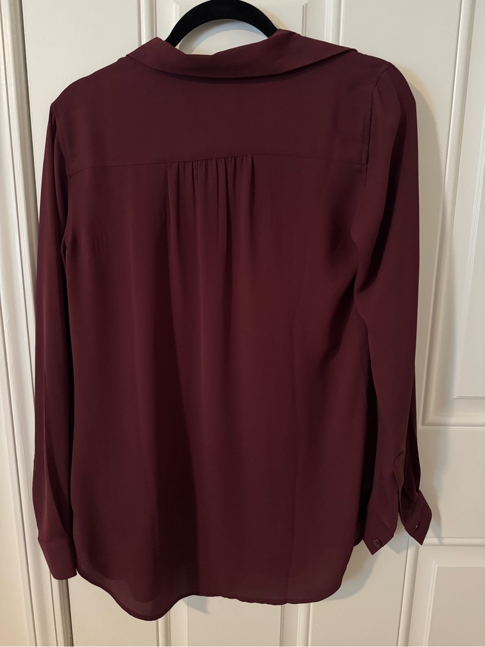 LOFT Burgundy Long Sleeve Popover Blouse - Picture 2 of 9